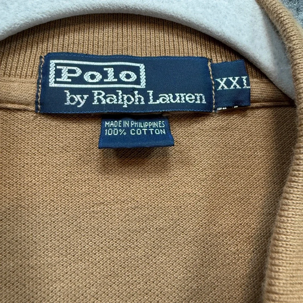 Polo Ralph Lauren Polo Shirt Mens XXL Brown Tan Pony Logo Short Sleeve Pique